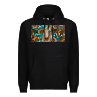 Black Horse With Sunflowers Aztec And Cowhide Premium Hoodie - RanaPortraitStore