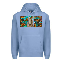 Colony Blue Horse With Sunflowers Aztec And Cowhide Premium Hoodie - RanaPortraitStore