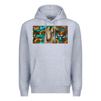 Heather Grey Horse With Sunflowers Aztec And Cowhide Premium Hoodie - RanaPortraitStore