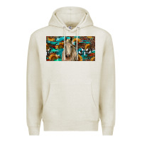 Oatmeal Heather Horse With Sunflowers Aztec And Cowhide Premium Hoodie - RanaPortraitStore