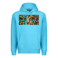 Ocean Blue Horse With Sunflowers Aztec And Cowhide Premium Hoodie - RanaPortraitStore