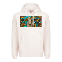 Pale Pink Horse With Sunflowers Aztec And Cowhide Premium Hoodie - RanaPortraitStore