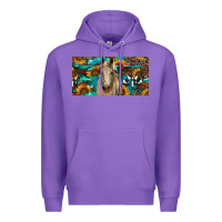 Purple Horse With Sunflowers Aztec And Cowhide Premium Hoodie - RanaPortraitStore