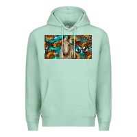 Seafoam Horse With Sunflowers Aztec And Cowhide Premium Hoodie - RanaPortraitStore