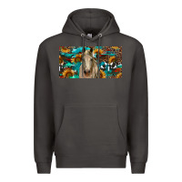 Smoke Horse With Sunflowers Aztec And Cowhide Premium Hoodie - RanaPortraitStore