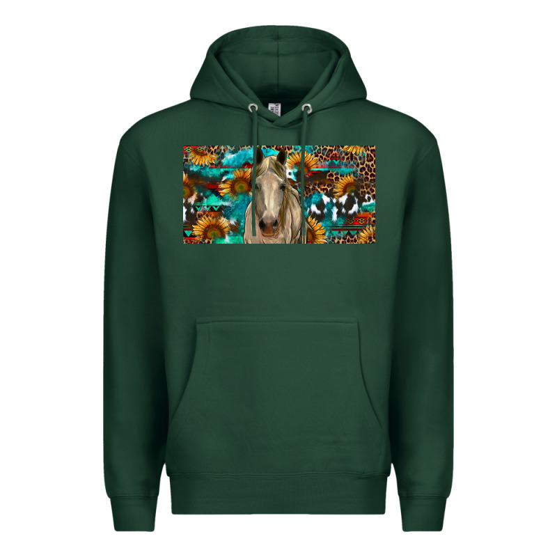Horse With Sunflowers Aztec And Cowhide Premium Hoodie by RanaPortraitStore | Teevron