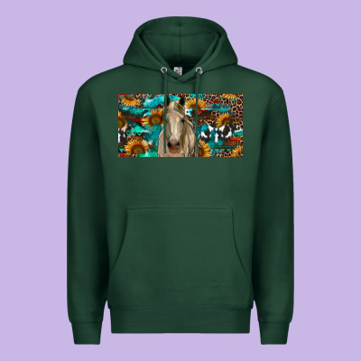 Premium Hoodie Horse With Sunflowers Aztec And Cowhide