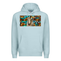 Blue Mist Horse With Sunflowers Aztec And Cowhide Premium Hoodie - RanaPortraitStore