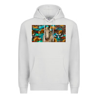 Dove Grey Horse With Sunflowers Aztec And Cowhide Premium Hoodie - RanaPortraitStore