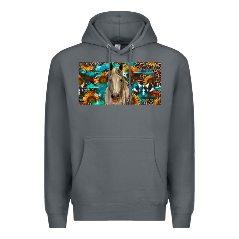 Horse With Sunflowers Aztec And Cowhide Premium Hoodie by RanaPortraitStore | Teevron