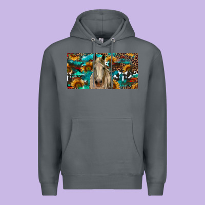 Premium Hoodie Horse With Sunflowers Aztec And Cowhide