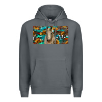 Rock Horse With Sunflowers Aztec And Cowhide Premium Hoodie - RanaPortraitStore