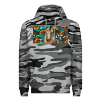 Slate Camo Horse With Sunflowers Aztec And Cowhide Premium Hoodie - RanaPortraitStore