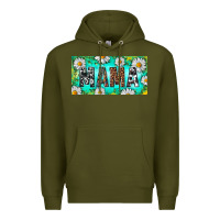 Army Green Turquoise and Daisy Mama Premium Hoodie - RanaPortraitStore