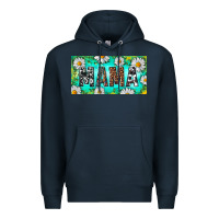 Navy Turquoise and Daisy Mama Premium Hoodie - RanaPortraitStore