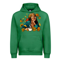Emerald Fall afro woman with coffee Urban Hoodie - RanaPortraitStore