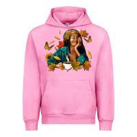 Fuchsia Pink Fall afro woman with coffee Urban Hoodie - RanaPortraitStore