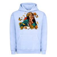 Pigment Grape Ice Fall afro woman with coffee Urban Hoodie - RanaPortraitStore