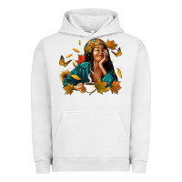Pigment Lunar Rock Fall afro woman with coffee Urban Hoodie - RanaPortraitStore