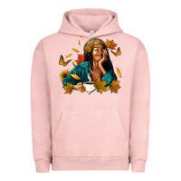 Pigment Salmon Fall afro woman with coffee Urban Hoodie - RanaPortraitStore