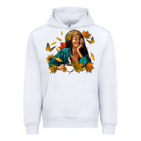 White Fall afro woman with coffee Urban Hoodie - RanaPortraitStore