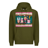 Army Green teacher coffee cups Premium Hoodie - AdoDesignShop