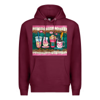 Burgundy teacher coffee cups Premium Hoodie - AdoDesignShop
