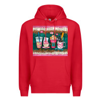 Red teacher coffee cups Premium Hoodie - AdoDesignShop