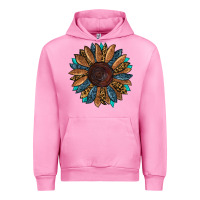 Fuchsia Pink Fall Tooled Leather Sunflower Urban Hoodie - RanaPortraitStore