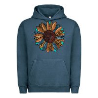 Pigment Midnight Navy Fall Tooled Leather Sunflower Urban Hoodie - RanaPortraitStore