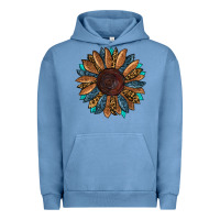 Pigment Pebble Blue Fall Tooled Leather Sunflower Urban Hoodie - RanaPortraitStore