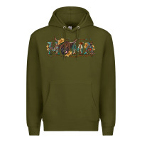 Army Green Mama with highland cow Premium Hoodie - RanaPortraitStore