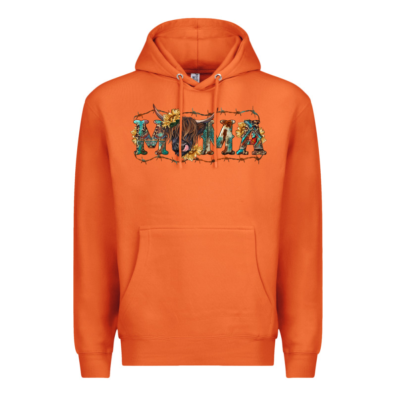 Mama With Highland Cow Premium Hoodie by RanaPortraitStore | Teevron
