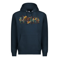 Navy Mama with highland cow Premium Hoodie - RanaPortraitStore