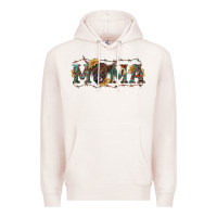 Pale Pink Mama with highland cow Premium Hoodie - RanaPortraitStore