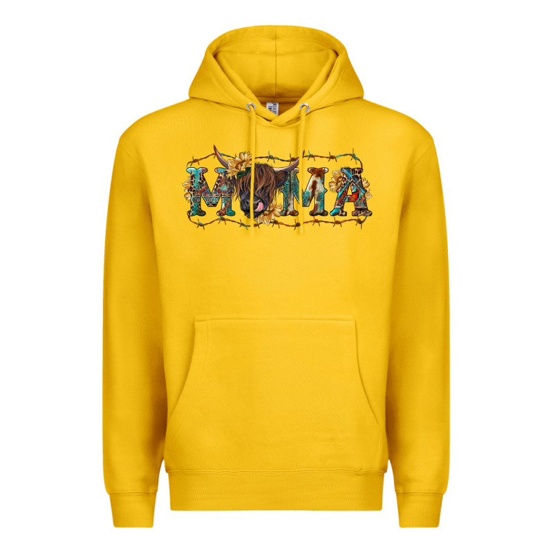 Mama With Highland Cow Premium Hoodie by RanaPortraitStore | Teevron