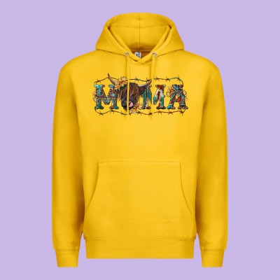 Premium Hoodie Mama with highland cow