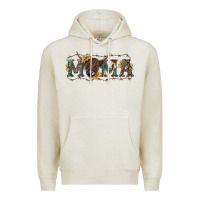 Oatmeal Heather Mama with highland cow Premium Hoodie - RanaPortraitStore