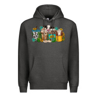 Charcoal Heather western cow coffee cup Premium Hoodie - texasbilliewilder