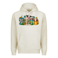 Oatmeal Heather western cow coffee cup Premium Hoodie - texasbilliewilder