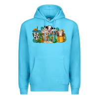 Ocean Blue western cow coffee cup Premium Hoodie - texasbilliewilder