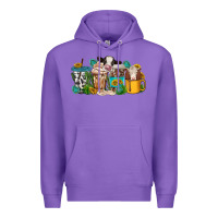 Purple western cow coffee cup Premium Hoodie - texasbilliewilder