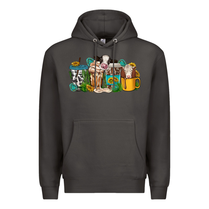Western Cow Coffee Cup Premium Hoodie by texasbilliewilder | Teevron