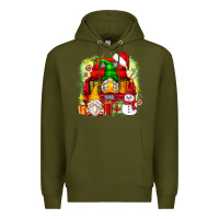 Army Green christmas gnome truck Premium Hoodie - Zillion Design Studio