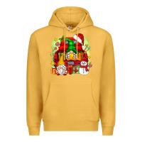 Mustard christmas gnome truck Premium Hoodie - Zillion Design Studio