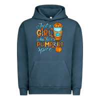 Pigment Midnight Navy Just a girl who loves pumpkin spice Urban Hoodie - RanaPortraitStore