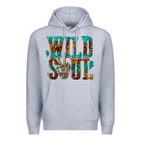 Heather Grey wild soul with skeleton hand Premium Hoodie - texasbilliewilder