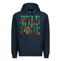 Navy wild soul with skeleton hand Premium Hoodie - texasbilliewilder