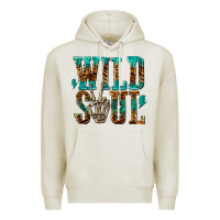Oatmeal Heather wild soul with skeleton hand Premium Hoodie - texasbilliewilder