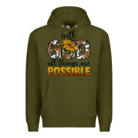 Army Green with god al things ara possible Premium Hoodie - texasbilliewilder